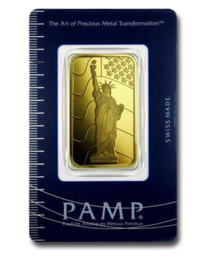 1 oz Gold Bar - PAMP Suisse Statue of Liberty (In Assay)