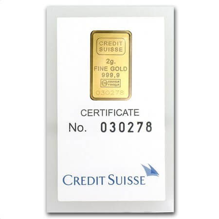 2 Gram Gold Bar - Credit Suisse