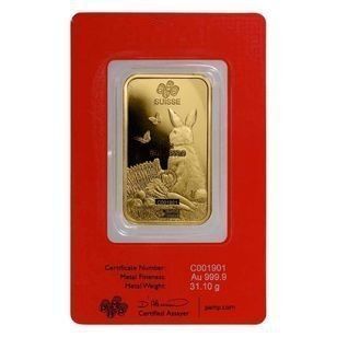 1 oz Gold Bar - PAMP Suisse Year of the Rabbit (In Assay)
