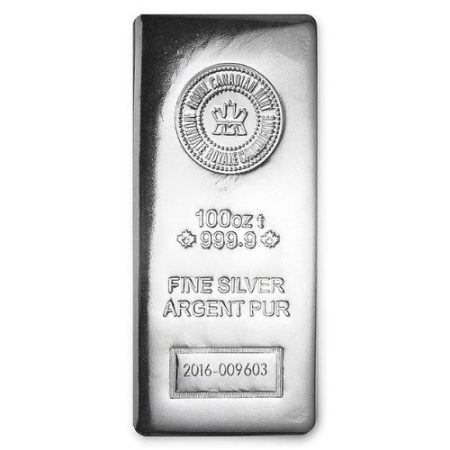 100 oz silver bar from royal canadian mint
