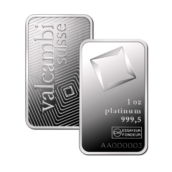 1 oz Platinum Bar - Valcambi (In Assay) - 1