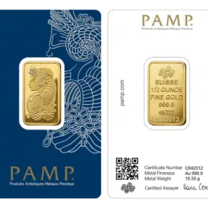 1/2 oz PAMP Fortuna Gold Minted Bar