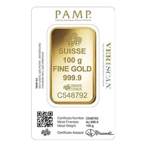 100 Gram PAMP Suisse Gold Bar - Lady Fortuna Veriscan (In Assay) - Image 2