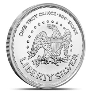 1 oz A Mark silver round reverse with cushion design