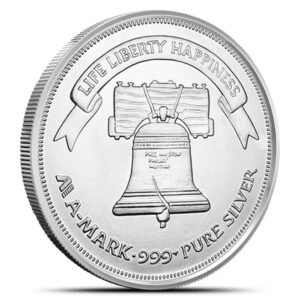 1 oz A Mark silver round with cushion design