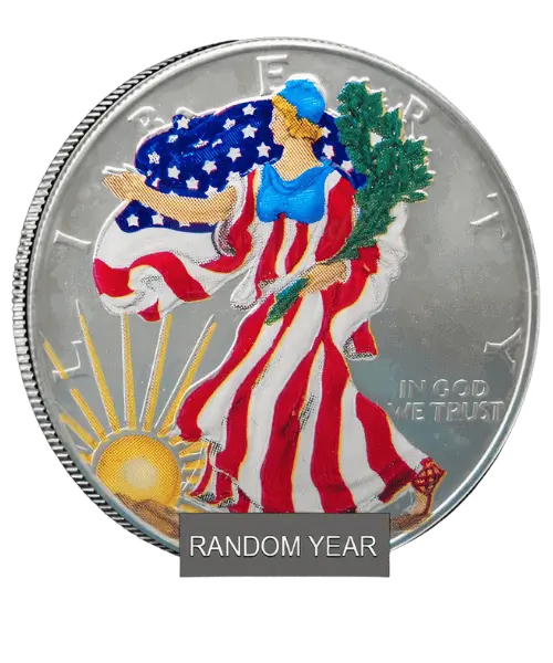 1 oz Silver American Eagle $1 Colorized Coin (Random Year)