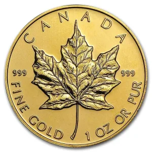 1 oz Canadian Maple Leaf Gold Coin .999 Fine - Random Year (Abrasions)
