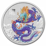 2024 Australia 1 oz Silver Lunar Colorized Purple Dragon Coin Capsulated
