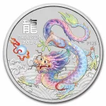 2024 Australia 1 oz Silver Lunar Colorized White Dragon Coin Capsulated