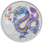 2024 Australia 1 oz Silver Lunar Colorized Lilac Dragon Coin Capsulated