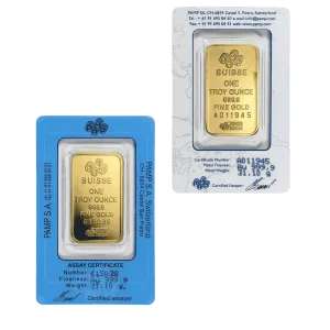 Vintage Assay - 1 oz Gold Bar PAMP Suisse Lady Fortuna .9999 Fine Vintage Assay - 1 oz Gold Bar PAMP Suisse Lady Fortuna .9999 Fine
