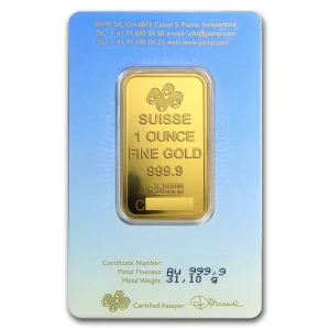 1 oz PAMP Suisse Gold Bar - Am Yisrael Chai (in Assay) .9999 Fine