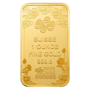 1 oz PAMP Suisse Good Luck Yellow Dragon Gold Minted Bar  (in Assay)