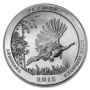 5 Oz Silver Coin - America the Beautiful 2015 Kisatchie National Forest, LA 5 oz United States Silver Coin America the Beautiful 2015 Kisatchie National Forest - .999 Fine Silver - US Mint New Reverse.