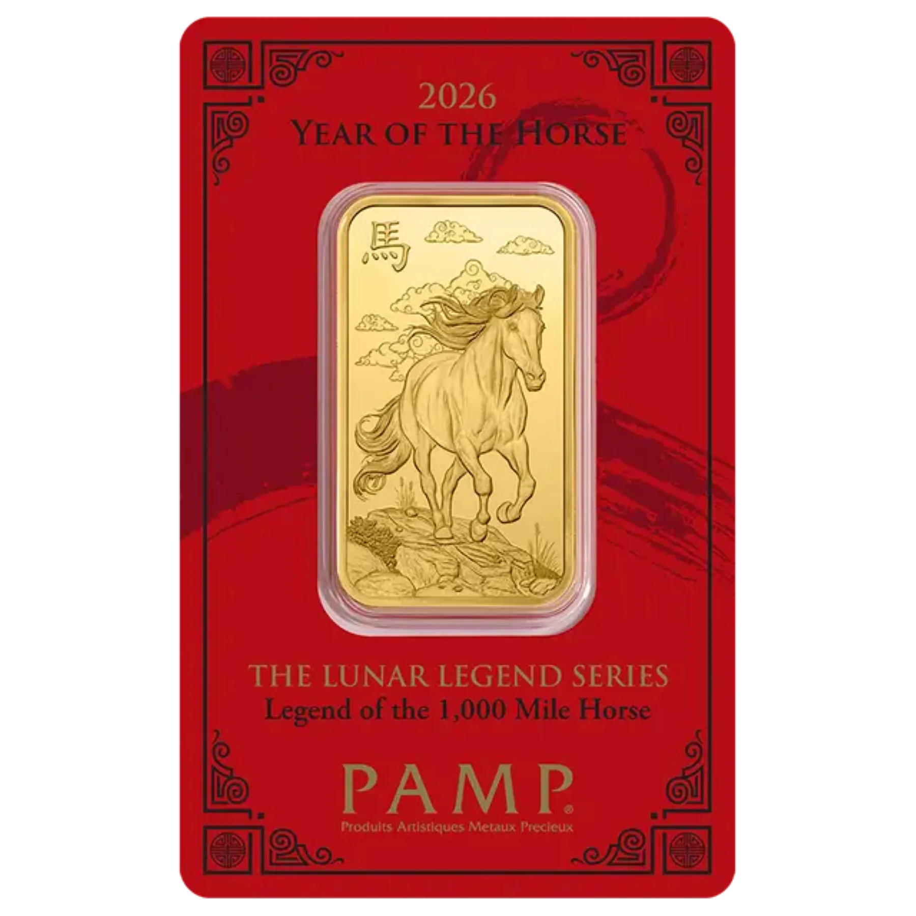 2026 1 Oz Gold Bar - PAMP Suisse Lunar Horse 2026 (In Assay)
