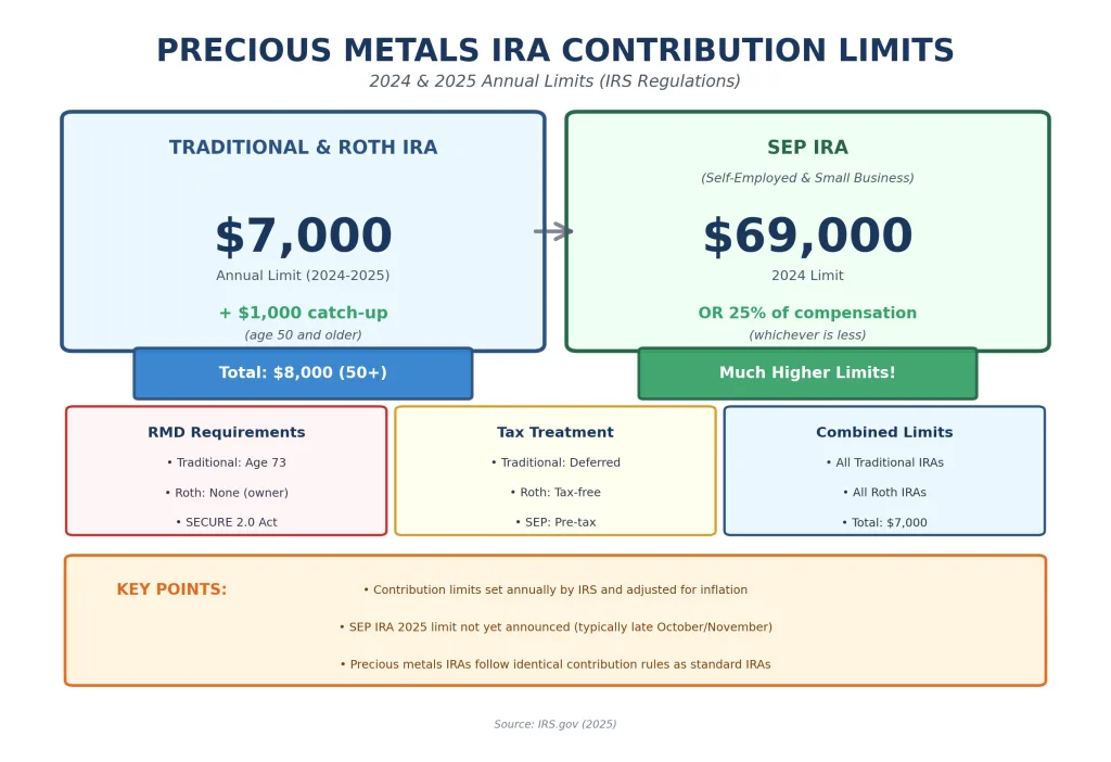 Chart displaying IRA contribution limits including catch-up contributions for investors over 50