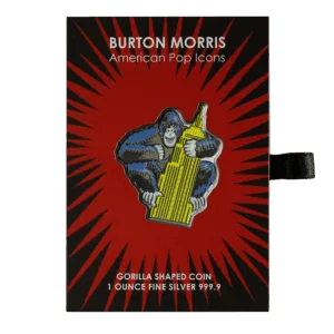 PAMP Suisse Burton Morris Gorilla Shaped 1 oz Colorized Silver Coin PAMP Suisse Burton Morris Gorilla Shaped 1 oz Colorized Silver Coin