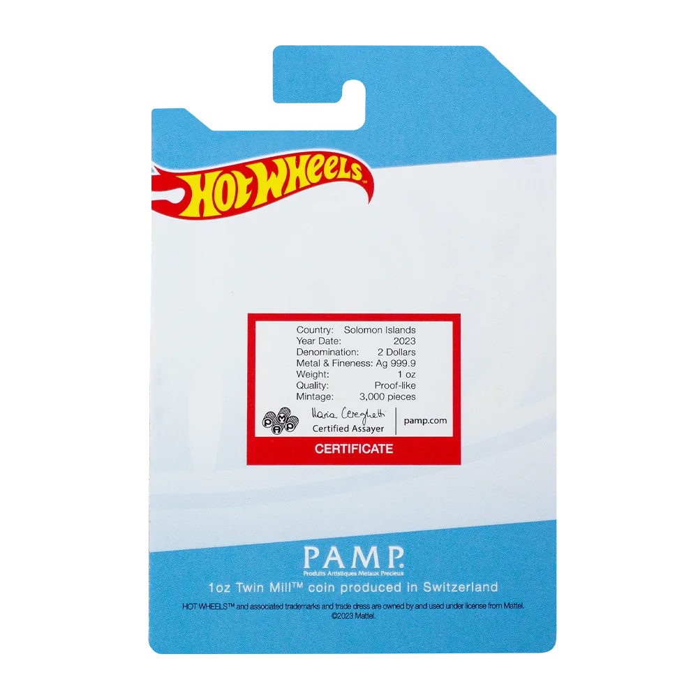 PAMP Suisse Hot Wheels Twin Mill 1 oz Silver Coin $2 Solomon Islands - Image 3