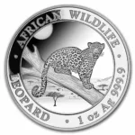 2021 1 oz African Wildlife Somalian Leopard Silver Coin (BU) 