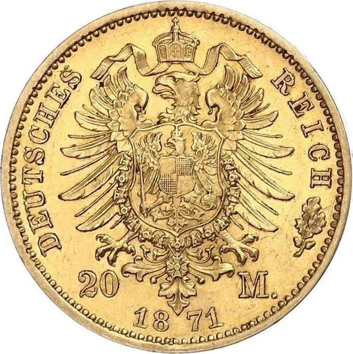 German 20 Marks 1871 Gold coin - Image 2