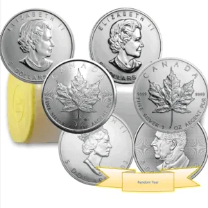 1 oz Silver Canadian Maple Leaf Coin Tube of 25 (Random Years) 1 oz Silver Canadian Maple Leaf Coin Tube of 25 (Random Years)
