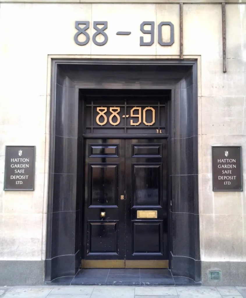 88-90 Hatton Garden in London, site of the 2015 safe deposit burglary described as the largest in English legal history