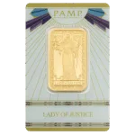 1 oz PAMP Suisse Lady of Justice Gold Bar in Assay