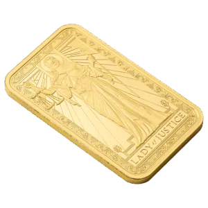 1 oz PAMP Suisse Lady of Justice Gold Bar in Assay