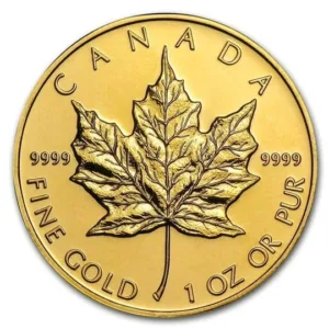 1 oz Canadian Gold Maple Leaf Coin .9999 Fine - Random Year