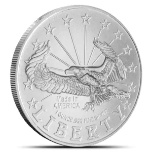 1 oz silver SilverTowne Liberty Eagle round medallion engraved design