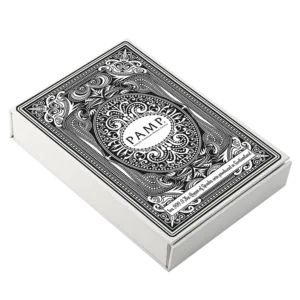 Queen of spades playing card shown at an angle from the back
