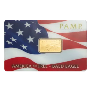 5 gram Gold Bar PAMP American Bald Eagle .9999 fine