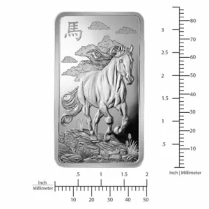 10 oz PAMP Suisse Silver Bar Lunar Horse (Envelope, Capsule, New)